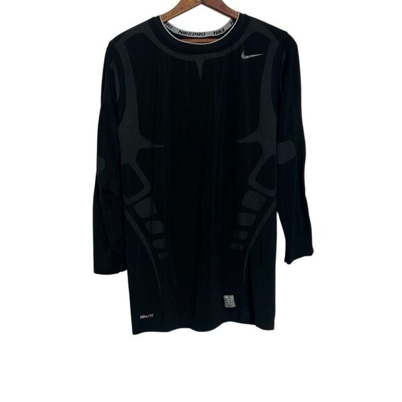 Nike Pro Tight Nike Fit Graphic Long Sleeve Athletic T-Shirt Black Gray Size XXL - Picture 1 of 8